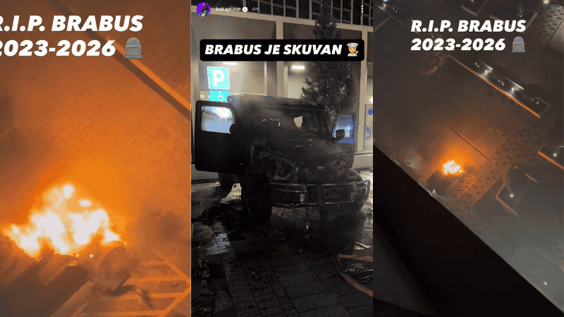 Утрово е запалено возилото на познатиот српски јутјубер Богдан Илиќ попознат како „Бака Прасе“ пред својот дом во Белград