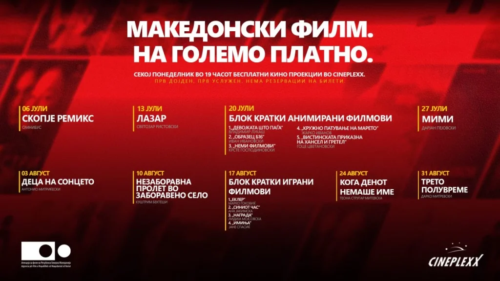 Бесплатни проекции на македонски филмови на големото платно