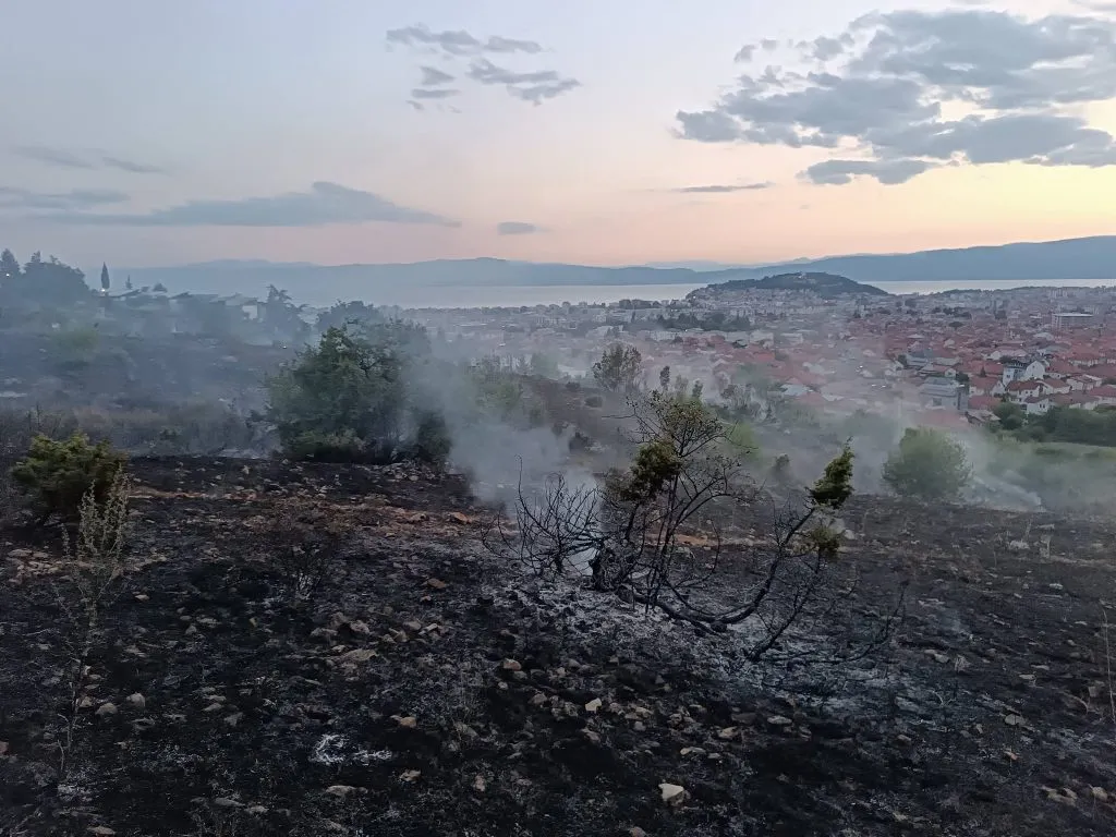 Спречено е ширењето на пожарот во близина на охридската населба Бараки